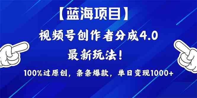 （9777期）2024蓝海项目视频号，最新方法， 100%过原创，条条爆款，单日变现1K+，…-小白项目网
