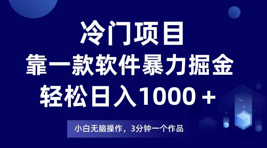 （9791期）冷门项目，靠一款软件暴力掘金日入1000＋，小白轻松上手第二天见收益-小白项目网