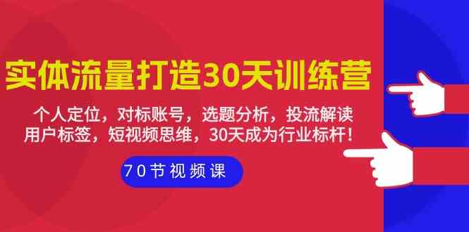 （9782期）实体-流量打造-30天训练营：个人定位，对标账号，选题分析，投流解读-70节-小白项目网