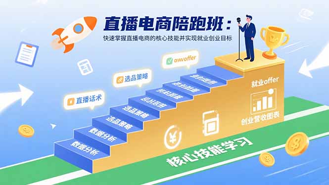 直播电商陪跑班：快速掌握直播电商的核心技能并实现就业/创业目标-小白项目网