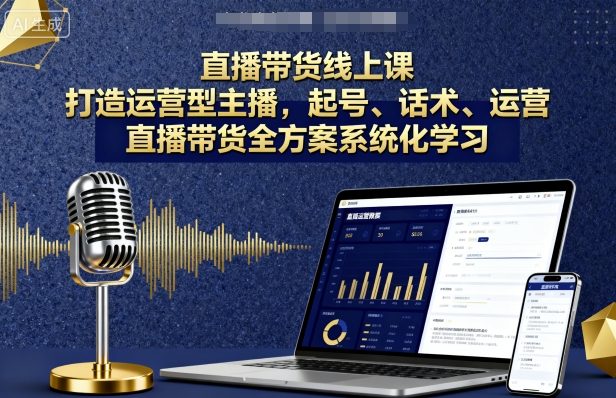 直播带货线上课，打造运营型主播，起号、话术、运营，直播带货全方案系统化学习-小白项目网