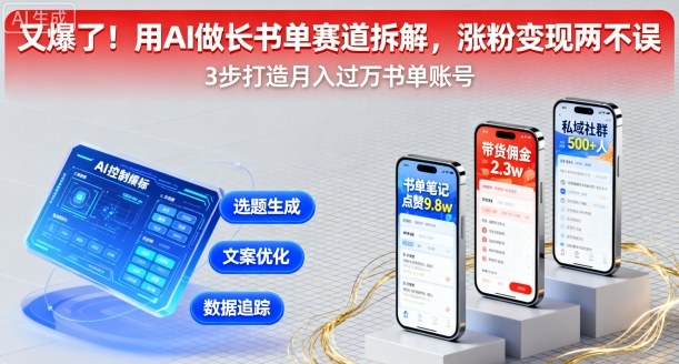 又爆了！用AI做长书单赛道拆解，涨粉变现两不误-小白项目网