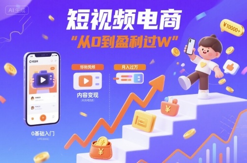 短视频电商：短视频变现从0到盈利过W-小白项目网