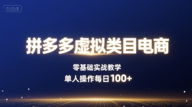 拼多多虚拟类目电商，零基础实战教学，单人操作每日100+-小白项目网