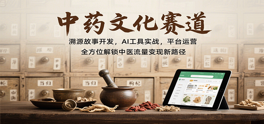 中药文化赛道：溯源故事开发，AI工具实战，平台运营，全方位解锁中医流量变现新路径-小白项目网