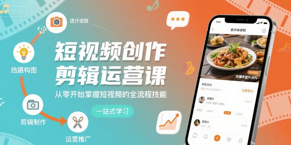 短视频创作剪辑运营课，从零开始掌握短视频的全流程技能-小白项目网