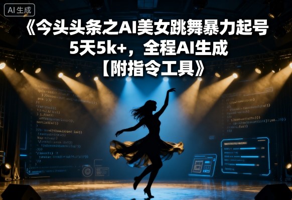 今日头条之AI美女跳舞暴力起号，5天1k+，全程AI生成【附指令工具】-小白项目网