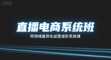 直播电商系统班，同领域差异化运营进阶系统课-小白项目网