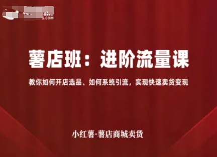 小红薯薯店商城卖货，进阶流量课，教你如何开店选品、如何系统引流，实现快速卖货变现-小白项目网