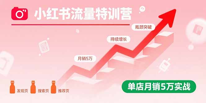 小红书流量特训营：突破流量瓶颈，实现店铺持续增长，单店月销5万实战-小白项目网