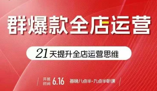 贾真电商群爆款全店运营，21天提升全店运营思维，起店、全店运营爆款不断-小白项目网