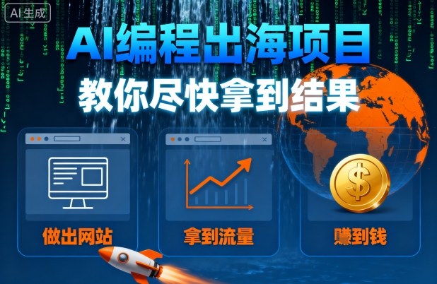 AI编程出海项目，教你尽快拿到结果-做出网站、拿到流量、賺到钱-小白项目网