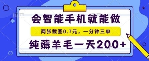 手机项目，二十秒一单，纯薅羊毛一天2张+做就有【揭秘】-小白项目网