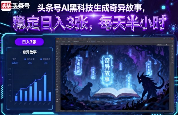 头条号AI黑科技生成奇异故事，稳定日入3张，每天半小时-小白项目网