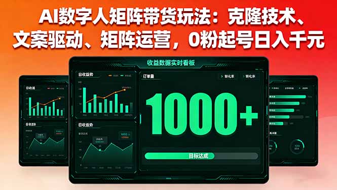 AI数字人矩阵带货玩法：克隆技术、文案驱动、矩阵运营，0粉起号日入千元-小白项目网