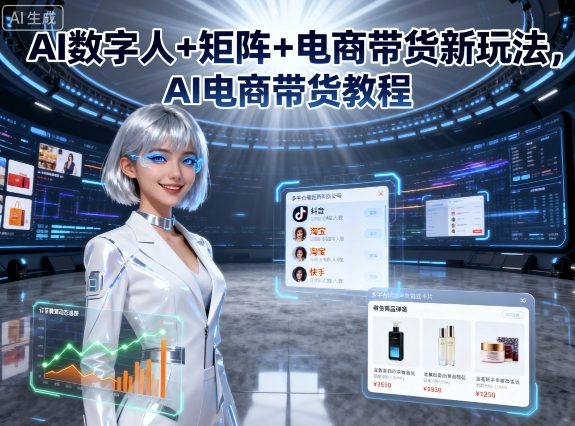 AI数字人+矩阵+电商带货新玩法，AI电商带货教程-小白项目网