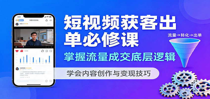 短视频获客出单必修课：掌握流量成交底层逻辑，学会内容创作与变现技巧-小白项目网