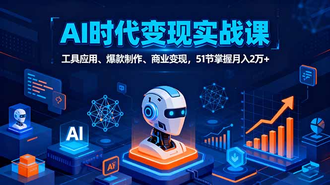 AI时代全场景实战课，工具应用、爆款制作、商业变现，51节掌握月入2万+-小白项目网