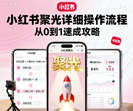 小红书聚光详细操作流程，小红书聚光从0到1速成攻略-小白项目网