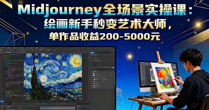 Midjourney全场景实操课：绘画新手秒变艺术大师，单作品收益200-5000元-小白项目网