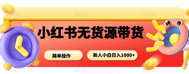 小红书无货源带货项目，简单无脑，新人小白日入多张-小白项目网