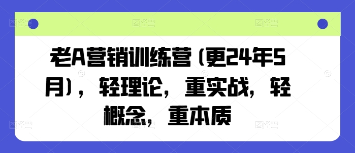 老A营销训练营(更25年10月)，轻理论，重实战，轻概念，重本质-小白项目网