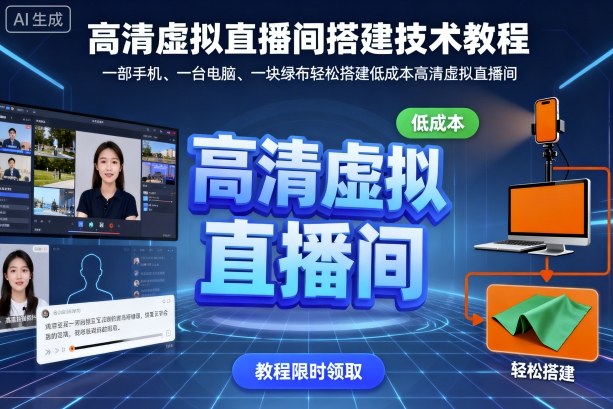 高清虚拟直播间搭建技术教程，一部手机、一台电脑、一块绿布轻松搭建低成本高清虚拟直播间-小白项目网