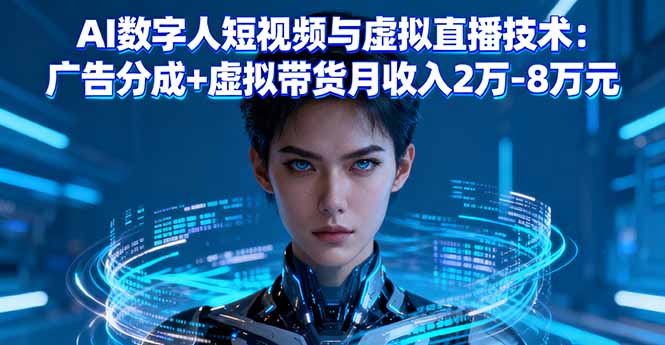 AI数字人短视频与虚拟直播技术：广告分成+虚拟带货月收入2万-8万元-小白项目网