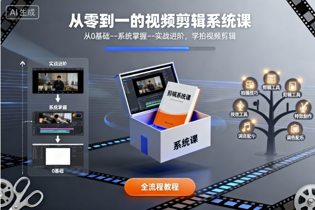 从零到一的视频剪辑系统课，从0基础--系统掌握--实战进阶，学拍视频剪辑-小白项目网