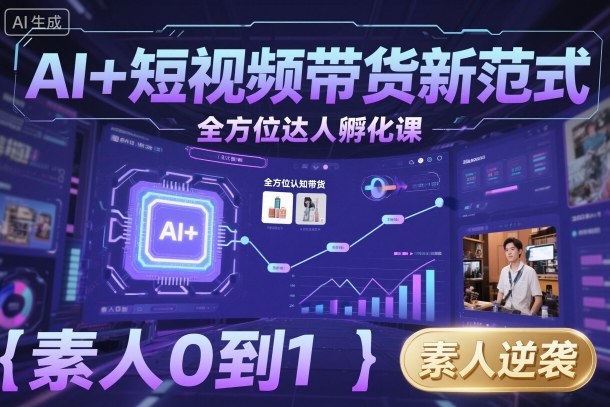 AI+短视频带货新范式全方位达人孵化课，素人也可以从0到1，全方位认知短视频带货-小白项目网