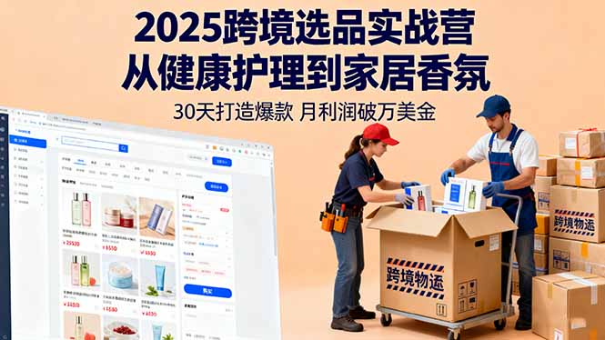 2025跨境选品实战营：从健康护理到家居香氛，30天打造爆款,月利润破万美金-小白项目网