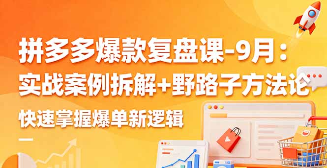 拼多多爆款复盘课-9月：实战案例拆解+野路子方法论，快速掌握爆单新逻辑-小白项目网