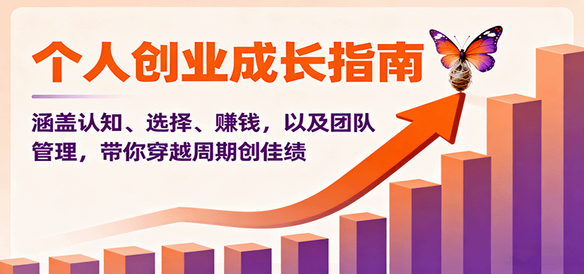 个人创业成长指南：涵盖认知、选择、赚钱，以及团队管理，带你穿越周期创佳绩-小白项目网