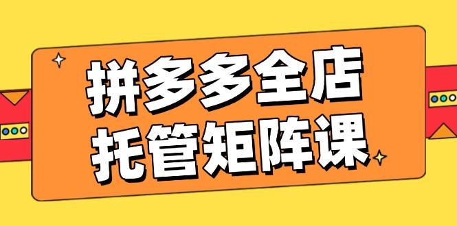 （14328期）拼多多全店托管矩阵课，盈利动销玩法，高效计划设置，提升店铺效益-小白项目网