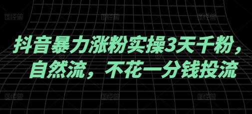 抖音暴力涨粉实操3天千粉，自然流，不花一分钱投流，实操经验分享-小白项目网
