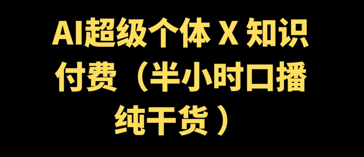 AI超级个体 + 知识付费(半小时口播纯干货 )-小白项目网