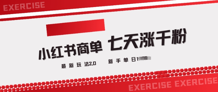 小红书商单2.0最新玩法，3天涨千粉单日变现多张-小白项目网
