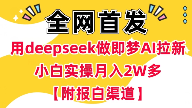 用deepseek做即梦Ai拉新 小白实操月入过W+【附报白渠道】-小白项目网