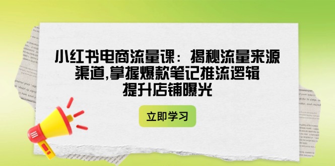 （14318期）小红书电商流量课：揭秘流量来源渠道,掌握爆款笔记推流逻辑,提升店铺曝光-小白项目网